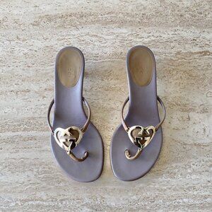 Vintage Gucci Heart GG Thong Kitten Heel Sandals